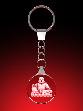 Lachender Buddha - Schlüsselanhänger rund – GLASFOTO.COM